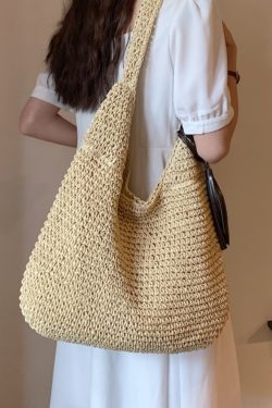 Summer 2025 Woven Tote Bag for Women - Large Capacity Seaside Vacation Shoulder Bag, Stylish Commuting Accessory