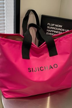 Summer Candy Color Nylon Tote Bag for Women - Large Capacity Versatile Shoulder Bag for Short Trips and Commuting