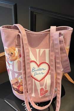 Summer Cartoon Canvas Tote Bag for Women - Versatile Large Capacity Underarm & Shoulder Commuting Bucket Bag