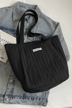 Summer Casual Wrinkled Canvas Tote Bag for Women - Large Capacity Shoulder Bag for Students, Classes, and Commuting