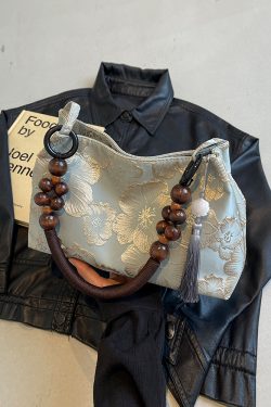 Summer Chinese-Style Women's Shoulder Bag - Large Capacity National Wind Tote Bucket Bag for Commuting