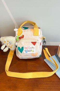 Summer Cute Cartoon Canvas Crossbody Bag for Women - High-End Zipper Phone Bag in Niche Style