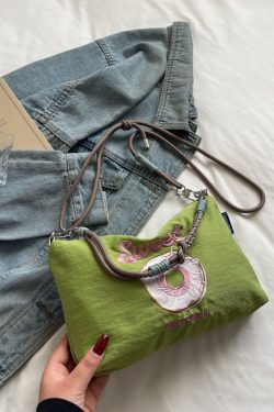 Summer Embroidered Sweet Donut Nylon Crossbody Bag for Women - 2025 Zipper Shoulder Phone Bag