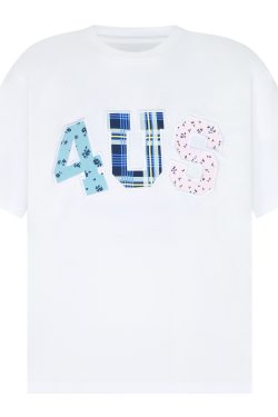 Summer Floral Patchwork Embroidered Plaid T-shirt for Couples - Trendy Loose-Fit Short Sleeve Tee in 90s Style