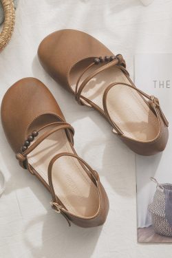 Summer French Sheepskin Sandals for Women - Fairy Style Single Shoes for Skirts - New Model 2025