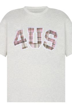 Summer Patchwork Embroidered Plaid T-Shirt for Couples - Loose Fit Short Sleeve National Trend Top