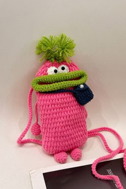 Summer Quirky Knitted Crossbody Mini Bag for Women - Cute Cartoon Phone Bag in Unique Design, 2025 Trendy Style