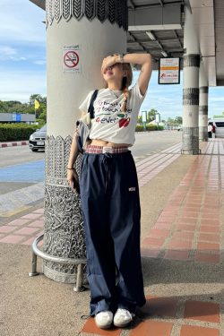 Summer Round Neck Short Sleeve T-Shirt for Women - Casual Trendy American Style Top