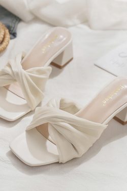 Summer Sheepskin Chunky Heeled One-Strap Sandals - Fairy Style Outdoor Slippers for Women, Trendy and Fashionable