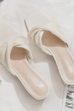 Summer Sheepskin Chunky Heeled One-Strap Sandals - Fairy Style Outdoor Slippers for Women, Trendy and Fashionable