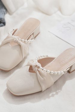 Summer Sheepskin Open-Toe Half Slippers for Women - Fairy Style French Single Shoes Perfect for Skirts
