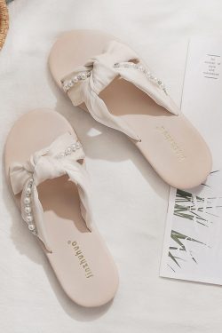 Summer Sheepskin Slippers for Women - French Style One-Word Matching Skirt Shoes for Outdoor Wear