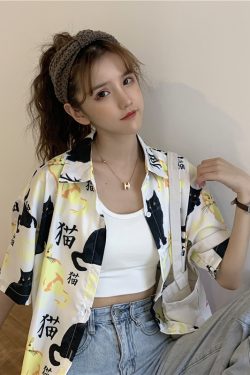 Summer Short Sleeve Shirt for Women - Trendy Hong Kong Style Loose Top, Versatile Beach Wear for Students