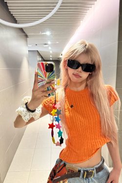 Summer Shoulder Twisted Embroidery Knitted Short Sleeve T-Shirt for Women - Slim Fit High-End Round Neck, Y2K Style Top