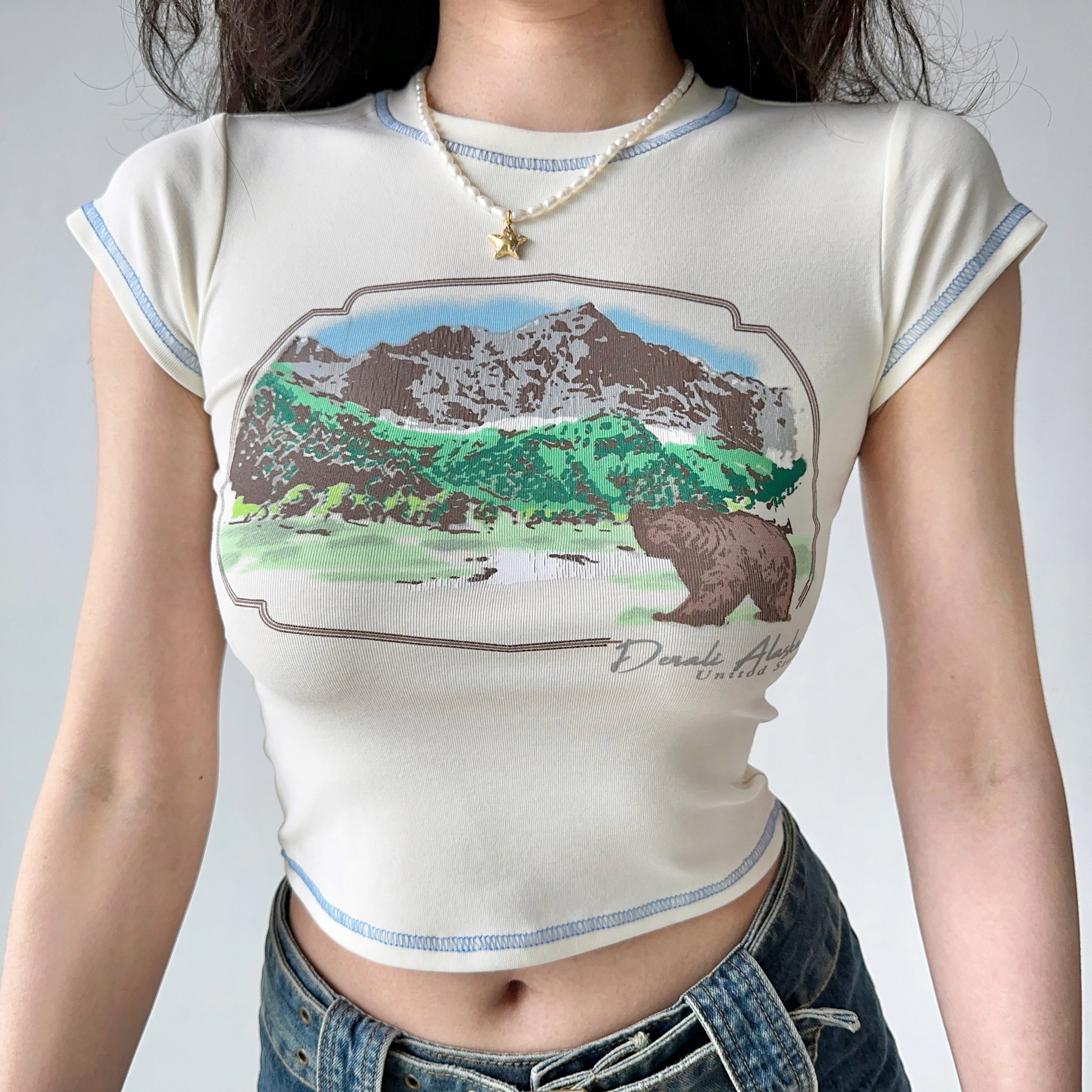 Summer Slim Fit Sexy Crop Top Women's Vintage Printed Round Neck T-Shirt - Retro 90s Style Summer Slim Fit Sexy Crop Top Women's Vintage Printed Round Neck T-Shirt - Retro 90s Style
