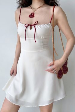 Summer Slim Waist A-Line Short White Camisole Dress - Self-Made European American Style, Perfect for 90s and Y2K Fashion