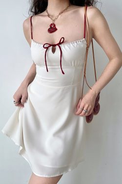 Summer Slim Waist A-Line Short White Camisole Dress - Self-Made European American Style, Perfect for 90s and Y2K Fashion