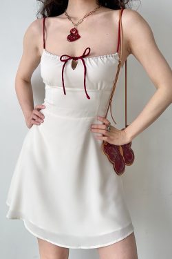 Summer Slim Waist A-Line Short White Camisole Dress - Self-Made European American Style, Perfect for 90s and Y2K Fashion