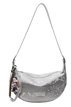 Summer Textured Silver Dumpling Bag for Women - 2025 New Style, Versatile Crossbody Phone Bag, Trendy and Functional