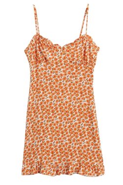 Summer Vintage Floral Spaghetti Strap Dress with Ruffled Hem - Elegant French Style for Effortless Y2K Fashion