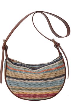 Summer Woven Straw Dumpling Bag for Women - Brown Crossbody Phone Bag, Perfect for Beach Vacations 2025