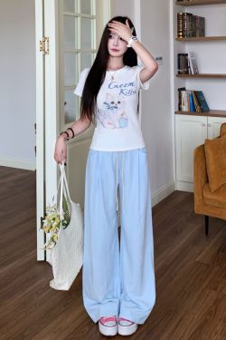 Sweet Bowknot Cat Short Sleeve T-shirt for Women - Slim Fit Summer Top in Cute Y2K Style