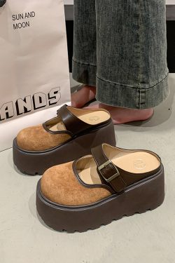 Thick-Soled Closed-Toe Slip-On Mary Jane Slippers for Women, Height Increase 8cm, Summer 2025 Outdoor Fashion Footwear