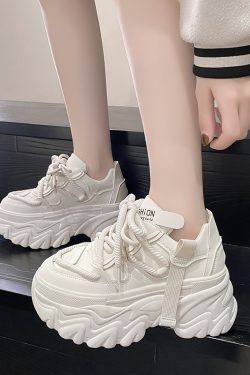 Thick-Soled Dad Shoes for Women - Casual White Sports Shoes, Height-Increasing, Lightweight, Trendy Autumn 2023 Style