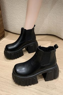 Thick-Soled Fleece-Lined Black Martin Boots for Women - 2024 Spring Autumn Chelsea Style Slim Ankle Boots for Winter Fashion