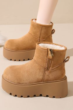 Thick-Soled Winter Snow Boots for Women, 2024 Height-Increasing Martin Boots with Plush Warm Northeastern Cotton