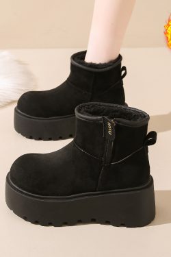 Thick-Soled Winter Snow Boots for Women, 2024 Height-Increasing Martin Boots with Plush Warm Northeastern Cotton