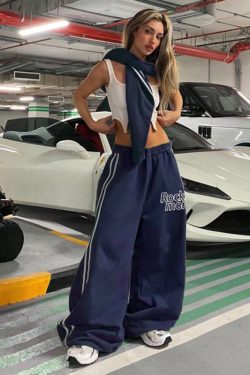 Thin Hip-Hop Embroidered Striped Color-Blocked Casual Pants for Women | Loose Versatile Stylish Dancewear Long Pants