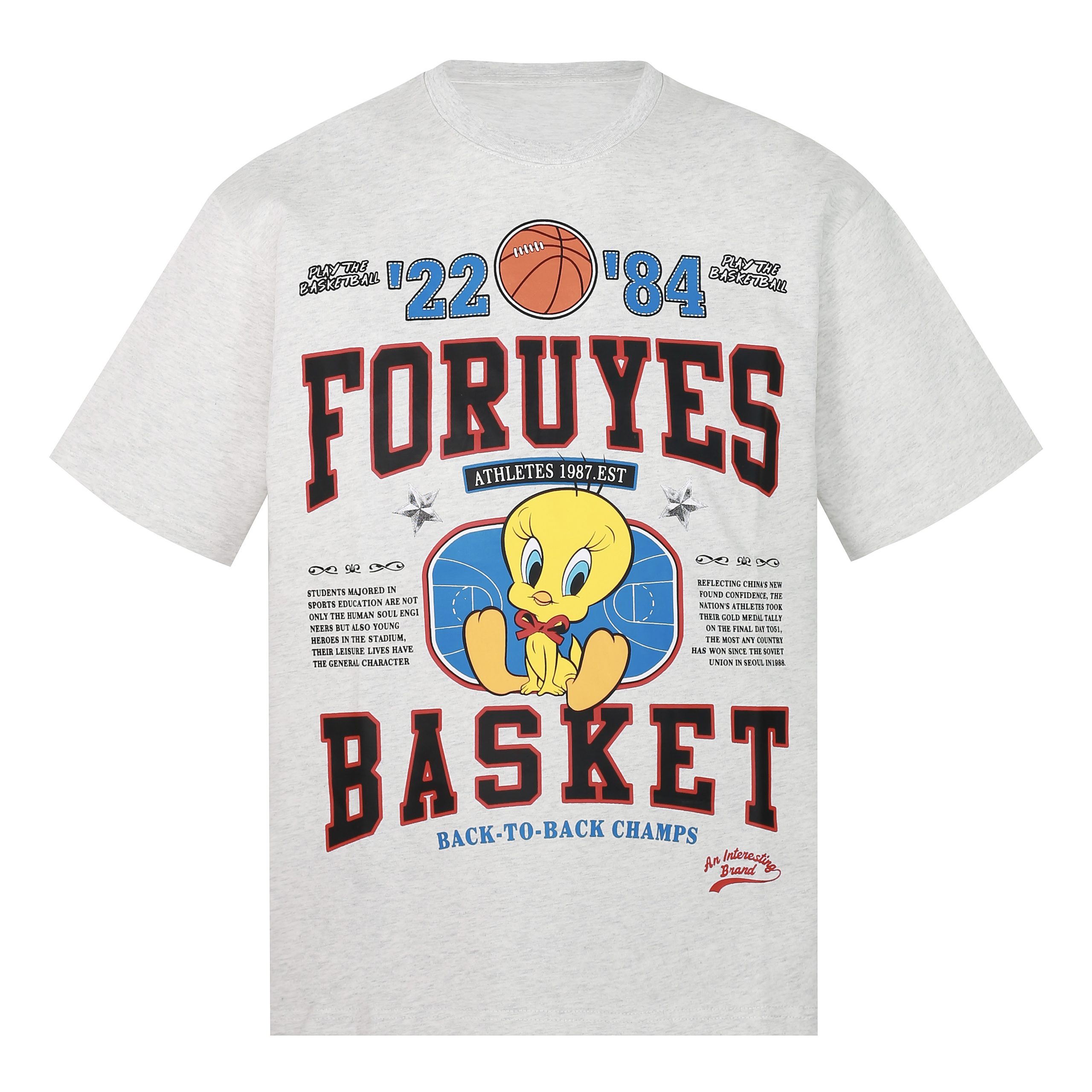 Trendy American Bird Basketball Letter Print Short Sleeve T-Shirt for Couples - Spring Summer Style, Casual Y2K Vibe Trendy American Bird Basketball Letter Print Short Sleeve T-Shirt for Couples - Spring Summer Style, Casual Y2K Vibe