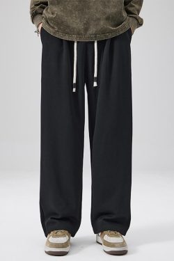 Trendy American Heavyweight Loose Wide-Leg Sports Pants for Men and Women, Draping Effect Trousers for Spring and Autumn