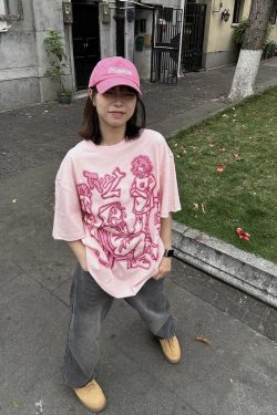 Trendy American High Street Graffiti Printed Short Sleeve T-Shirt for Men and Women, Casual Loose Hip-Hop Style Top