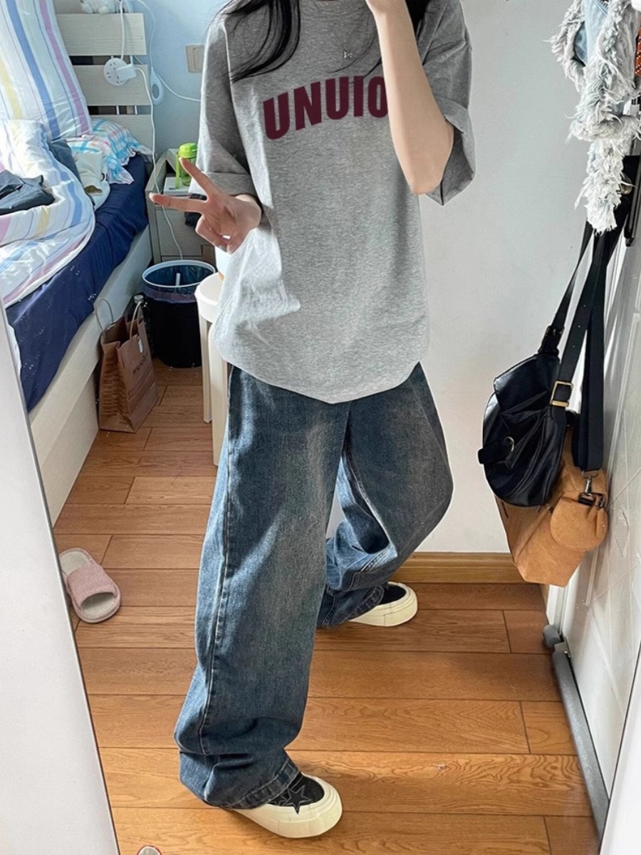 Trendy American Retro Couple Short Sleeve T-Shirt for Men and Women, Plus Size Loose Harajuku Style Half Sleeve Top Trendy American Retro Couple Short Sleeve T-Shirt for Men and Women, Plus Size Loose Harajuku Style Half Sleeve Top