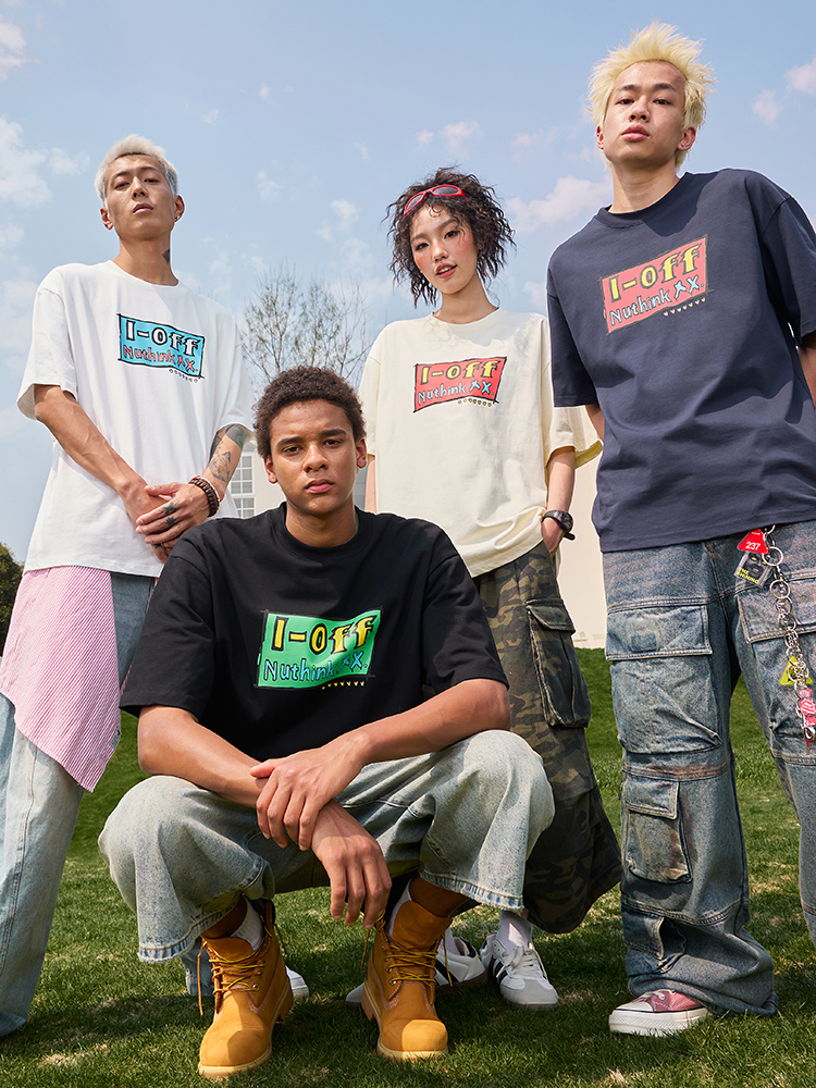 Trendy American Retro Heavyweight Short Sleeve T-Shirt with Dopamine Letter Print Unisex 2025 Model Trendy American Retro Heavyweight Short Sleeve T-Shirt with Dopamine Letter Print Unisex 2025 Model