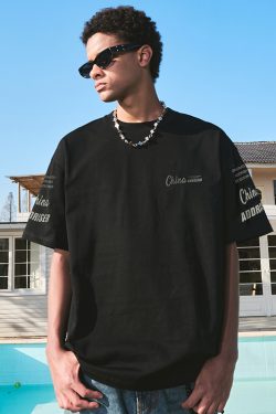 Trendy American Retro Letter Print Short-Sleeve T-Shirt for Couples – Unisex Loose Fit Summer Style 2025