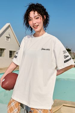 Trendy American Retro Letter Print Short-Sleeve T-Shirt for Couples – Unisex Loose Fit Summer Style 2025