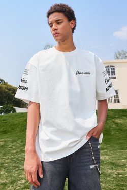 Trendy American Retro Letter Print Short-Sleeve T-Shirt for Couples – Unisex Loose Fit Summer Style 2025