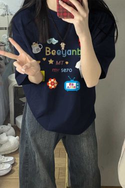 Trendy American Retro Pure Cotton Short-Sleeve T-Shirt for Men and Women - Plus Size Loose Fit Couple Outfit Top