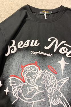 Trendy American Style Heart Graphic Pure Cotton Short-Sleeve T-Shirt for Men and Women Plus Size Loose Fit Round Neck Streetwear