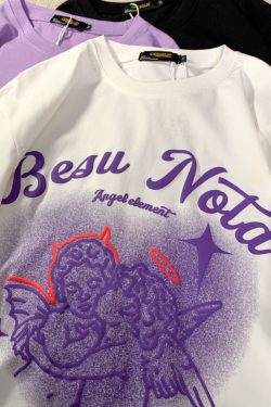 Trendy American Style Heart Graphic Pure Cotton Short-Sleeve T-Shirt for Men and Women Plus Size Loose Fit Round Neck Streetwear