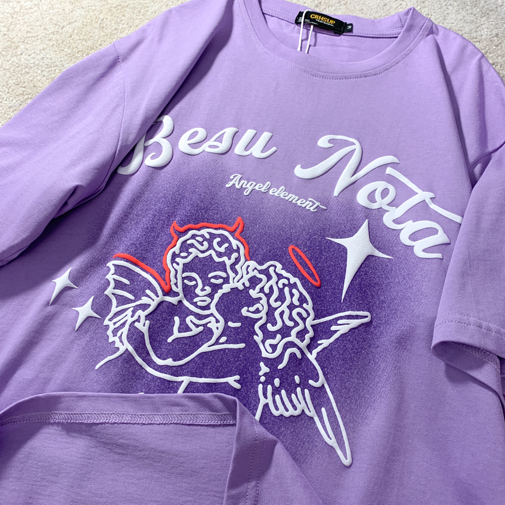 Trendy American Style Heart Graphic Pure Cotton Short-Sleeve T-Shirt for Men and Women Plus Size Loose Fit Round Neck Streetwear Trendy American Style Heart Graphic Pure Cotton Short-Sleeve T-Shirt for Men and Women Plus Size Loose Fit Round Neck Streetwear