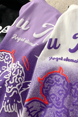 Trendy American Style Heart Graphic Pure Cotton Short-Sleeve T-Shirt for Men and Women Plus Size Loose Fit Round Neck Streetwear