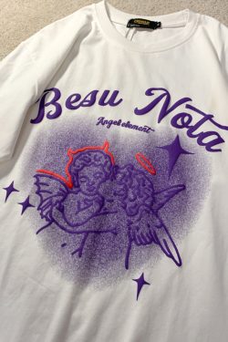 Trendy American Style Heart Graphic Pure Cotton Short-Sleeve T-Shirt for Men and Women Plus Size Loose Fit Round Neck Streetwear