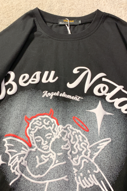 Trendy American Style Heart Graphic Pure Cotton Short-Sleeve T-Shirt for Men and Women Plus Size Loose Fit Round Neck Streetwear