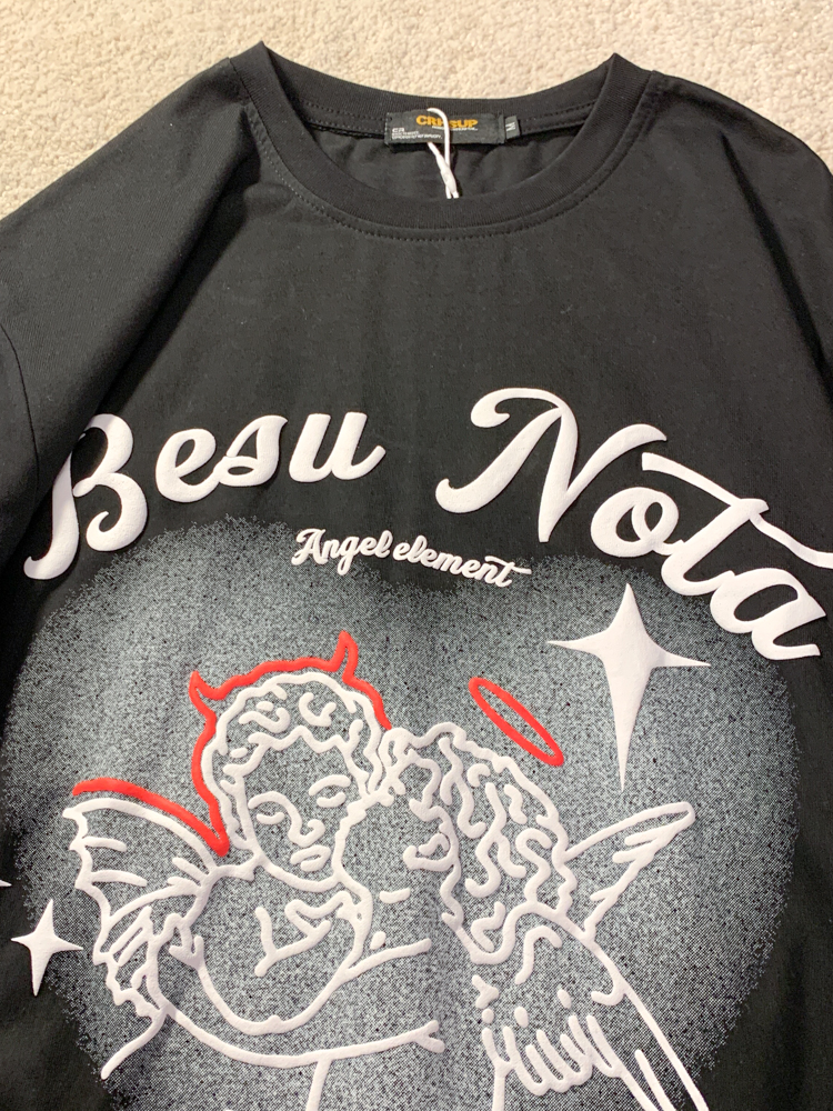 Trendy American Style Heart Graphic Pure Cotton Short-Sleeve T-Shirt for Men and Women Plus Size Loose Fit Round Neck Streetwear Trendy American Style Heart Graphic Pure Cotton Short-Sleeve T-Shirt for Men and Women Plus Size Loose Fit Round Neck Streetwear