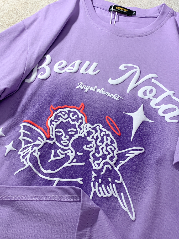 Trendy American Style Heart Graphic Pure Cotton Short-Sleeve T-Shirt for Men and Women Plus Size Loose Fit Round Neck Streetwear Trendy American Style Heart Graphic Pure Cotton Short-Sleeve T-Shirt for Men and Women Plus Size Loose Fit Round Neck Streetwear