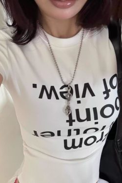 Trendy American Style Letter Print White T-Shirt for Women - Slim Fit Short Sleeve Top for Summer 2025 Fashion